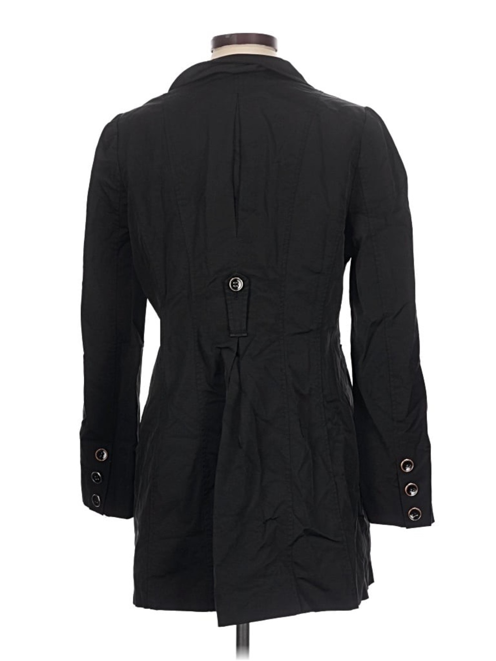 New York & Co Woman’s M Black Double-Breasted Belted Trench Coat - Picture 9 of 10